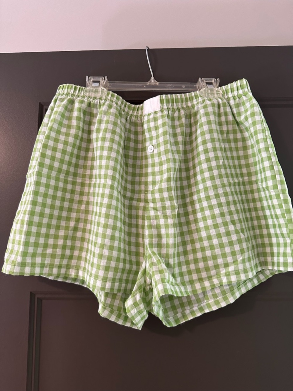 Amazon Green and White Gingham Women's Shorts